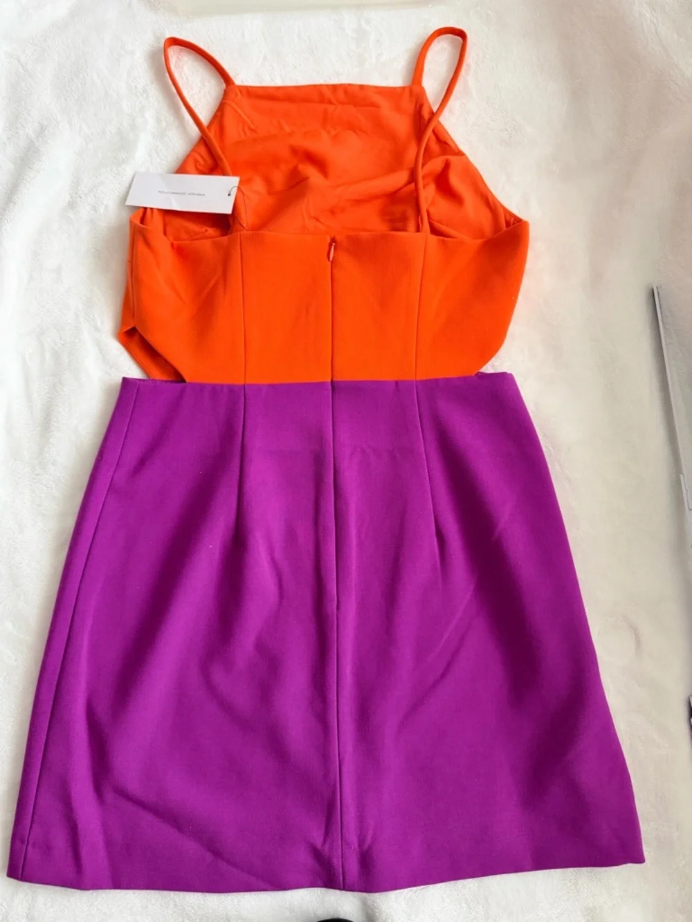 French Connection Whisper Orange & Purple Colorblock Mini Dress NWT - Picture 5 of 6